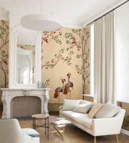 Crowned Crane Mural by Coordonne Nacre
