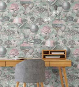 Curious Skies Wallpaper by Brand McKenzie Pink / Aqua