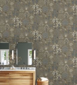 Cynthia Wallpaper by Josephine Munsey Mushroom and Blue