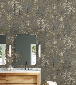 Cynthia Wallpaper by Josephine Munsey Mushroom and Blue