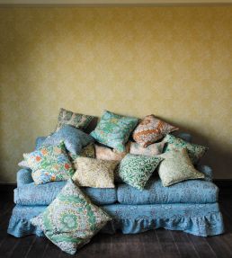 Daffodil Fabric by Morris & Co Cove Blue/Chocolate