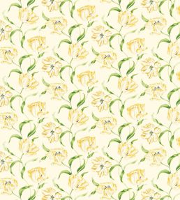 Dancing Tulips Fabric by Sanderson Primrose/Green