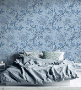 Doris Jacobean Wallpaper by Woodchip & Magnolia Blue on Blue