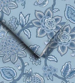 Doris Jacobean Wallpaper by Woodchip & Magnolia Blue on Blue