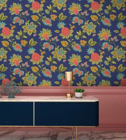 Doris Jacobean Wallpaper by Woodchip & Magnolia Ink Blue