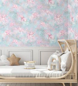 Elephant Breaststroke Wallpaper by Brand McKenzie Peppermint Pink