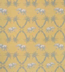 Elephant Palm Fabric by Barneby Gates Ochre / Blue