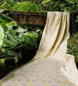 Elephant Palm Fabric by Barneby Gates Ochre / Blue
