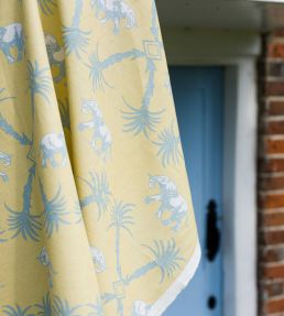 Elephant Palm Fabric by Barneby Gates Ochre / Blue