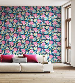 Emily Rose Wallpaper by Ohpopsi Cornflower Mix