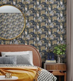 Emmas Apartment Wallpaper by Mini Moderns Seagrass & Gold