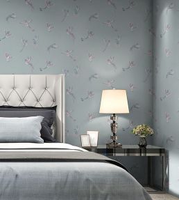 Exotic Birds Wallpaper by Brand McKenzie Duck Egg Blue