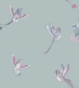 Exotic Birds Wallpaper by Brand McKenzie Duck Egg Blue