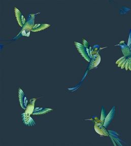 Exotic Birds Wallpaper by Brand McKenzie Midnight Blue