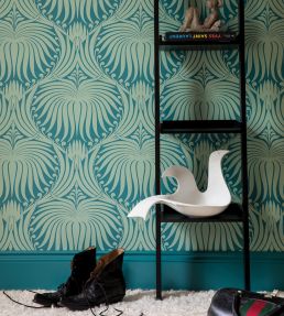 Lotus Wallpaper by Farrow & Ball Vardo/Breakfast Room Green