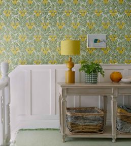 Floral Fanfare Wallpaper by 1838 Wallcoverings Vivid Yellow