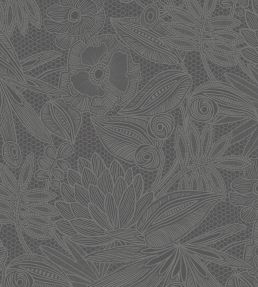 Floral Lace Wallpaper by Eijffinger Black/Grey