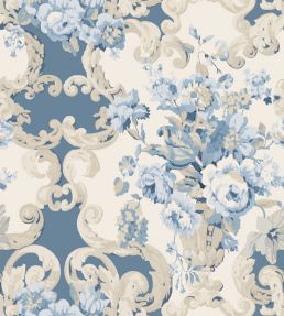 Floral Rococo Wallpaper by Mulberry Home Blue