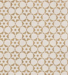 Flower Stencil Fabric by Vanderhurd Gold/Champignon