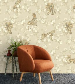 Flowered Felines Mural by Eijffinger Beige / Sand