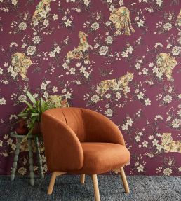 Flowered Felines Mural by Eijffinger Red