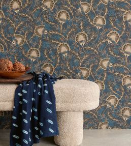 Flowers of Africa Wallpaper by Eijffinger Blue