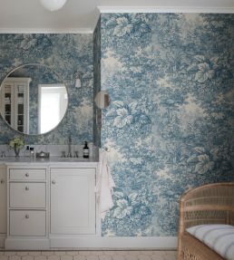 Forest Toile Mural by Sandberg Blue