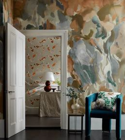 Foresta Mural by Harlequin Baked Terracotta - Cerulean