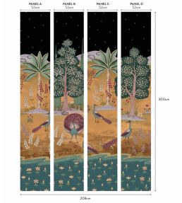 Garland of Ragini Mural by 1838 Wallcoverings Night