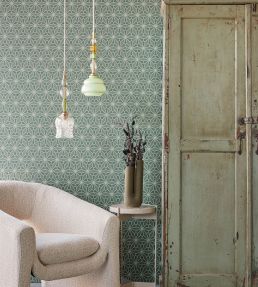 Geo Floral Wallpaper by Eijffinger Green