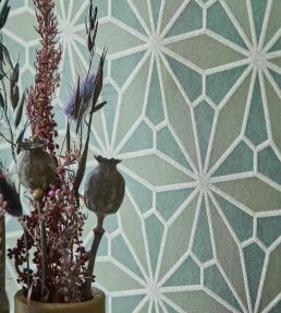 Geo Floral Wallpaper by Eijffinger Green