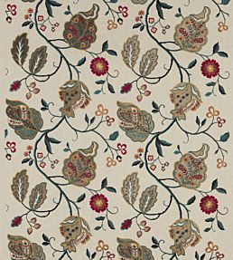 Calthorpe Fabric by GP & J Baker Red/Olive/Teal