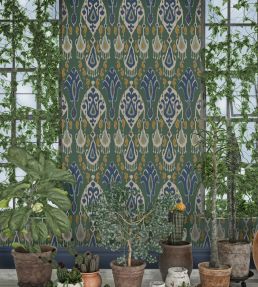 Ikat Bokhara Wallpaper by GP & J Baker Indigo