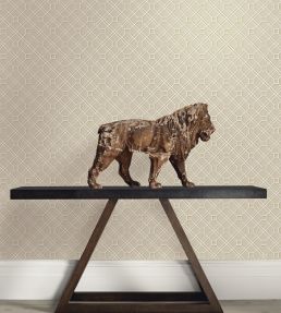 Langdale Trellis Wallpaper by GP & J Baker Teal/Bronze