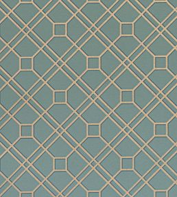 Langdale Trellis Wallpaper by GP & J Baker Teal/Bronze