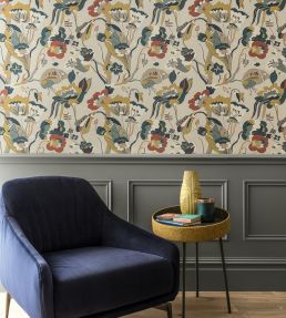 California Wallpaper by GP & J Baker Teal/Ochre