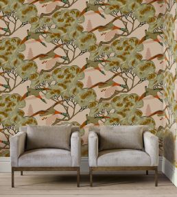 Grand Flying Duck Wallpaper by Mulberry Home Blue