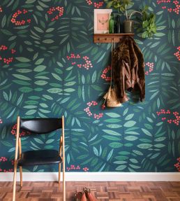 Grand Leaf Berry Mural by MissPrint Green