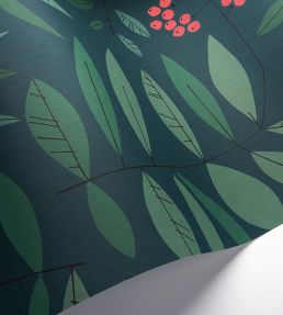 Grand Leaf Berry Mural by MissPrint Green
