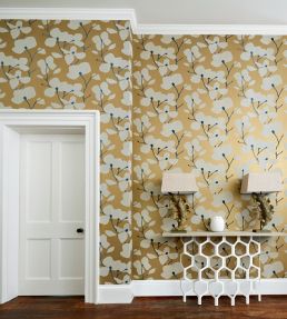 Kienze Shimmer Wallpaper by Harlequin Antique Gold / Ink