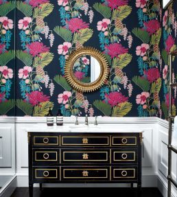 Salon Wallpaper by Harlequin Platinum/Peacock/Seafoam