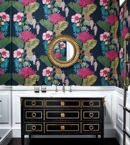 Salon Wallpaper by Harlequin Ebony/Azalea/Fern