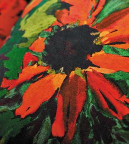 Helianthus Velvet Fabric by Harlequin Vermillion / Harrisa / Fig Leaf
