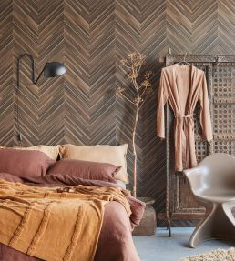 Herringbone Wallpaper by Eijffinger Dark Brown/Taupe