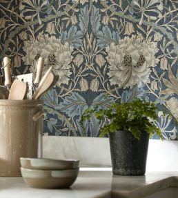 Honeysuckle & Tulip Wallpaper by Morris & Co Woad/Thyme