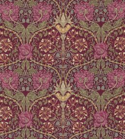 Honeysuckle & Tulip Fabric by Morris & Co Wine/Bayleaf