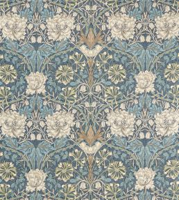 Honeysuckle & Tulip Fabric in Woad/Thyme by Morris & Co