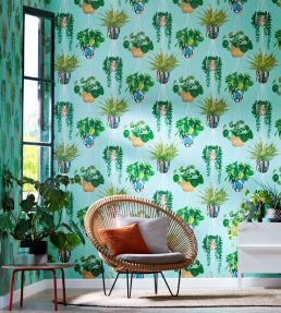 Houseplant Wallpaper by Ohpopsi Cerulean Twist