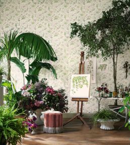 Hummingbirds Wallpaper by Cole & Son Multi, Old Olive on Eau Du Nil