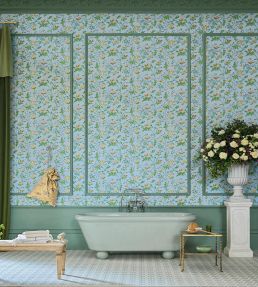 Hummingbirds Wallpaper by Cole & Son Multi, Petrol on Midnight